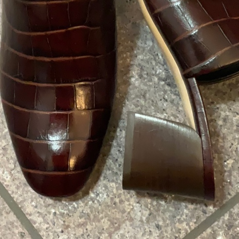 M. Gemi Dark Brown Croc-Embossed Women's Shoes - Picture 6 of 15